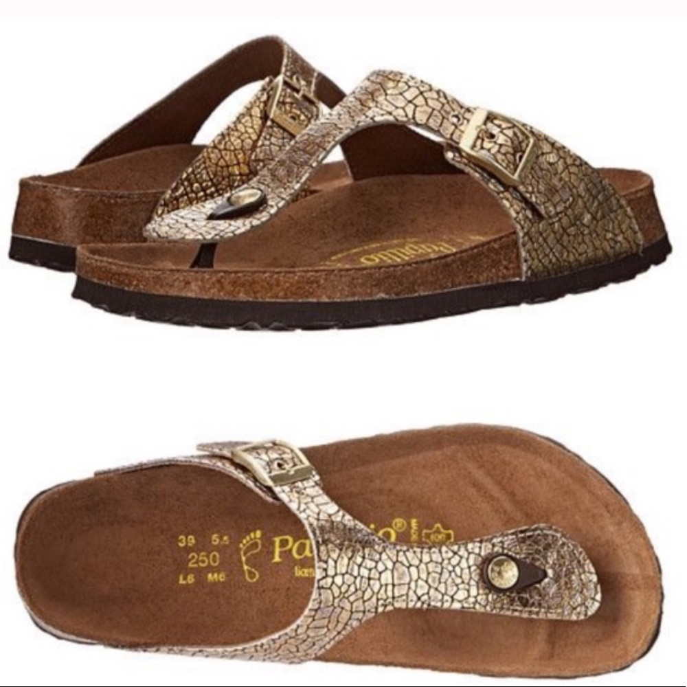 NWOB Birkenstock Gizeh - gold cassis crack - 39
